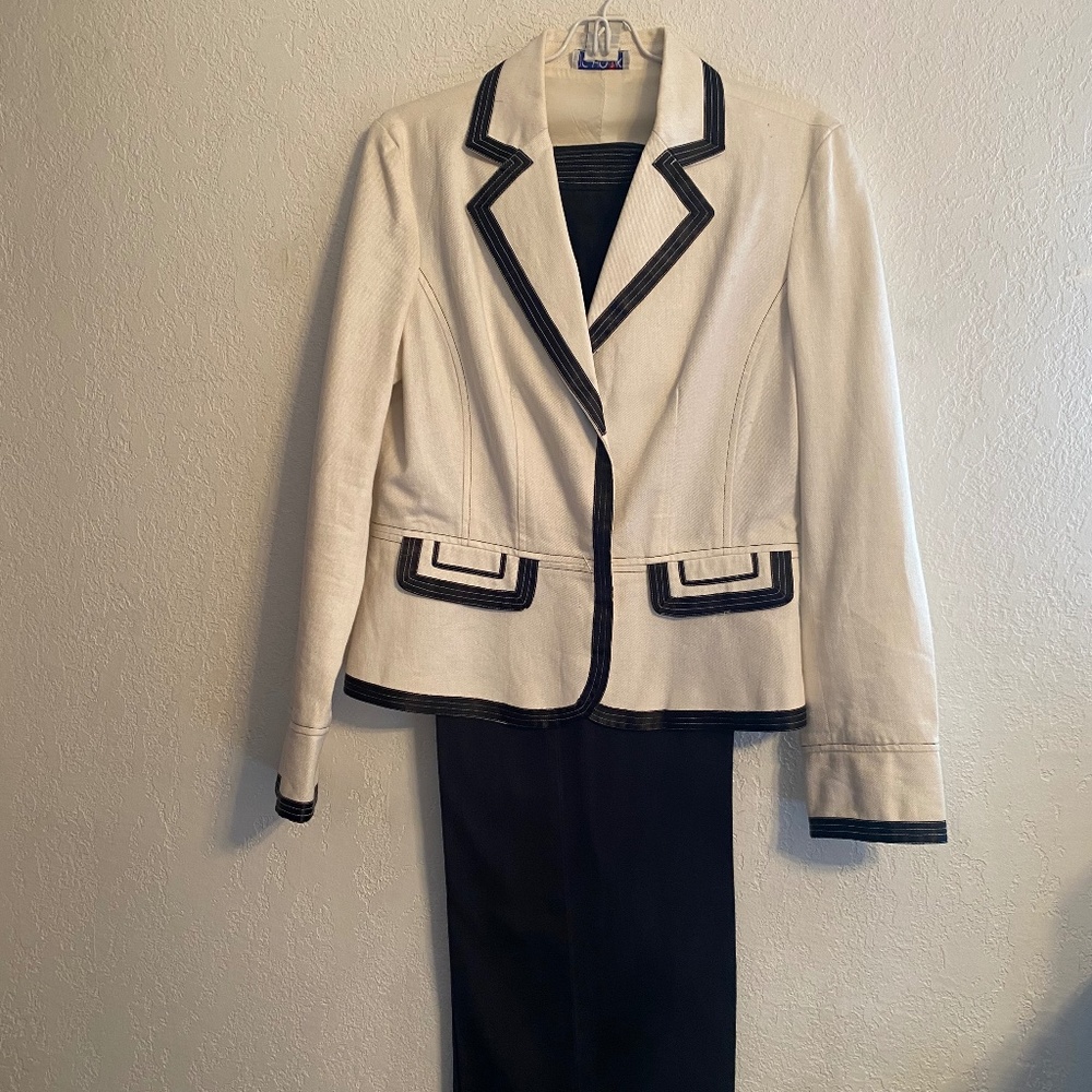 Off White & Black Pantsuit